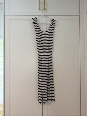 LOFT Navy and White Striped Sleeveless Maxi Dress